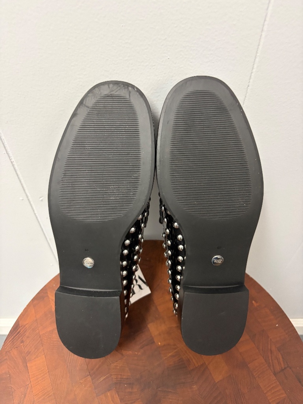 Zara Studded Black Patent Leather with Silver Metal Studs Women's Size 9 - Picture 8 of 8